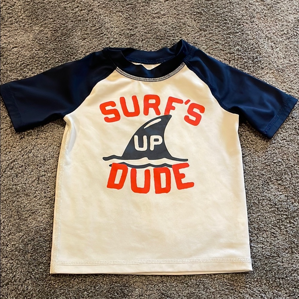The Children’s Place Surf's Up Dude Kids Swim Shirt - Navy and White